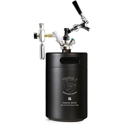 5L Mini Keg Faucet Pressurised Brewing Craft Beer Dispenser Inc Gas cylinder(Black)