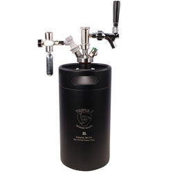 5L Mini Keg with Regulator and Flow Control Tap Dispenser Kit  Inc Gas cylinder(Black)