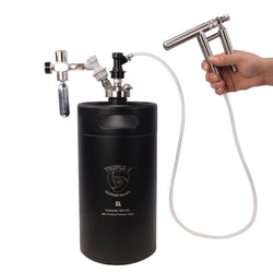 5L Mini Keg with Regulator and Stainless Steel Pluto Gun Kit  Inc Gas cylinder(Black)