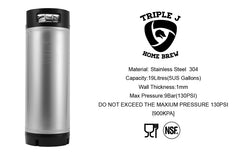 BRAND NEW  19L Ball Lock Keg (Cornelius) NSF Approved